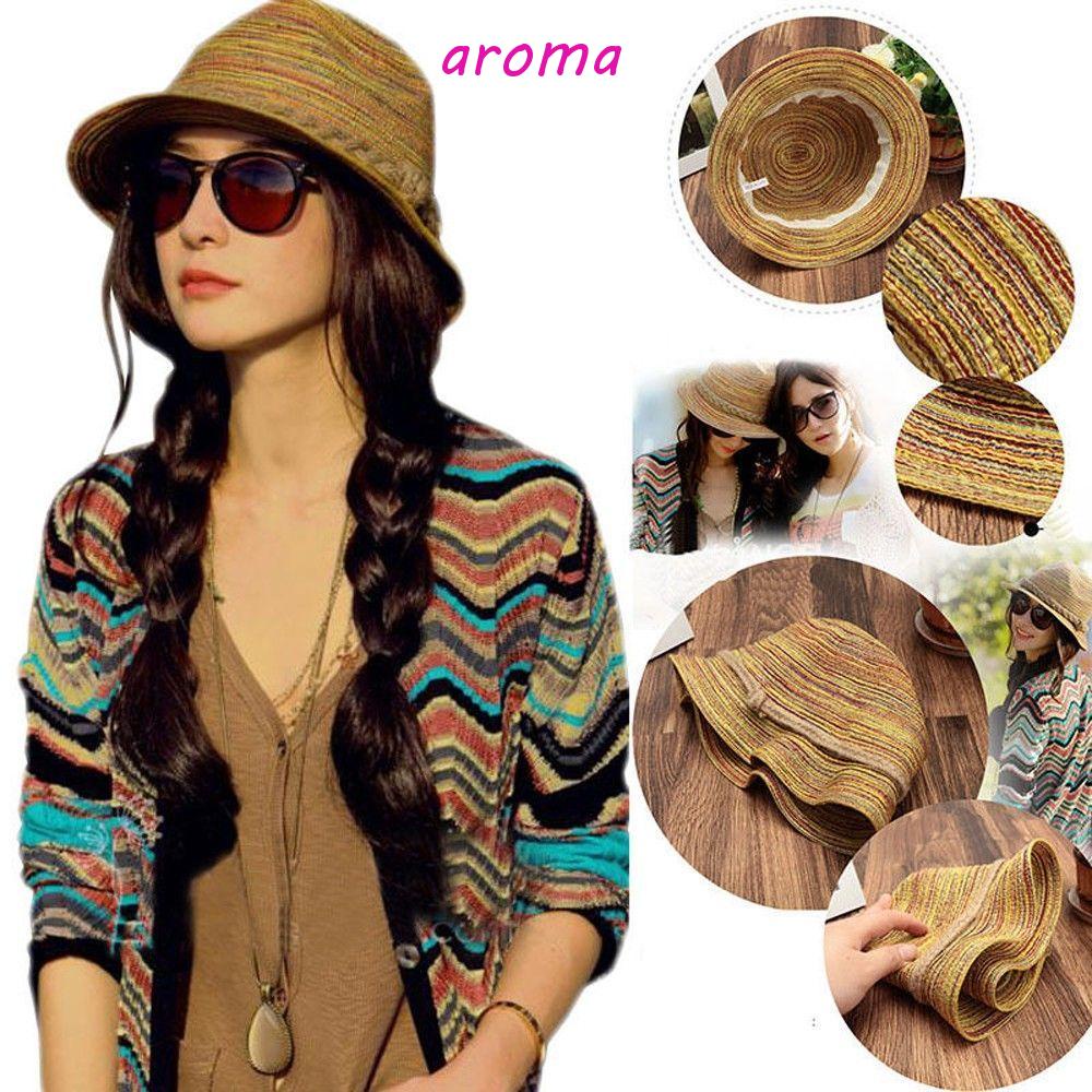 Nón Cối Hoạ Tiết Kẻ Sọc Nhiều Màu Sắc Thời Trang Mùa Hè Cho Phái Nữ