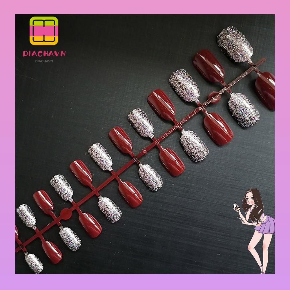 Set 24 Móng Tay Giả Hình Vuông Ngắn In Họa Tiết Da Báo