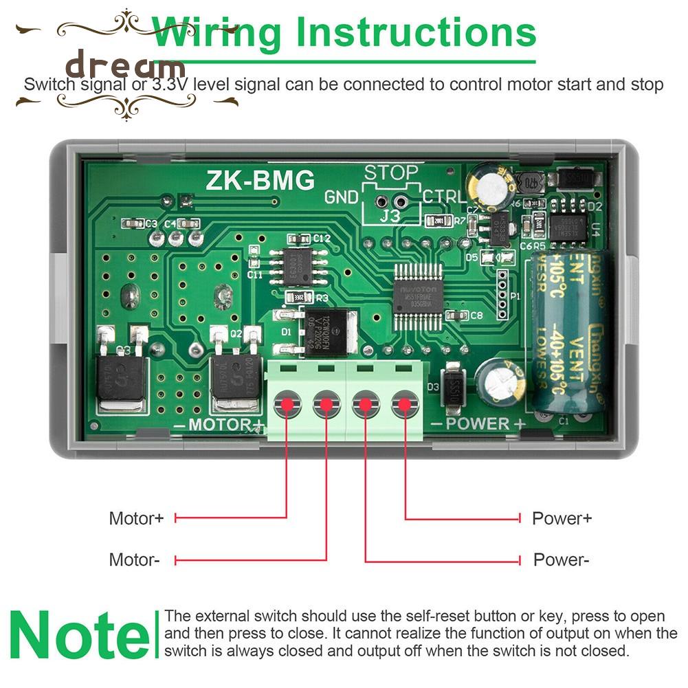 【DREAMLIFE】DC 9-60V 12A Motor PWM Speed Controller 500W Adjustable Speed Regulator Switch