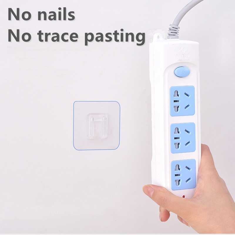 1 Móc Treo Dây Cáp Dính Tường Hai Mặt Có Giác Hút Mạnh Giá Đỡ