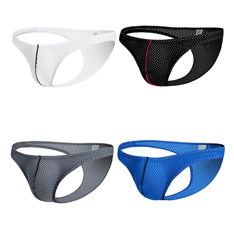 Quần Lót Tam Giác Ôm Sát Phối Lưới Không Đường May Co Giãn Màu Đen / Trắng / Xám / Xanh Dương Cho Nam