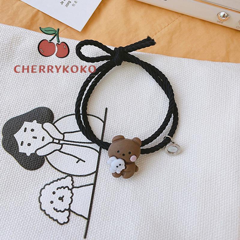 🍒🍒CHERRYKOKO Vòng Đeo Tay Cặp Đôi Bằng Cao Su Hút Nam Châm Hình Gấu/Thỏ Dễ Thương Cho Nữ