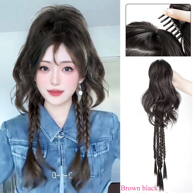 Tóc Giả Thắt Bím Xoăn Y2K Có Kẹp Dành Cho Nữ Tập Boxing