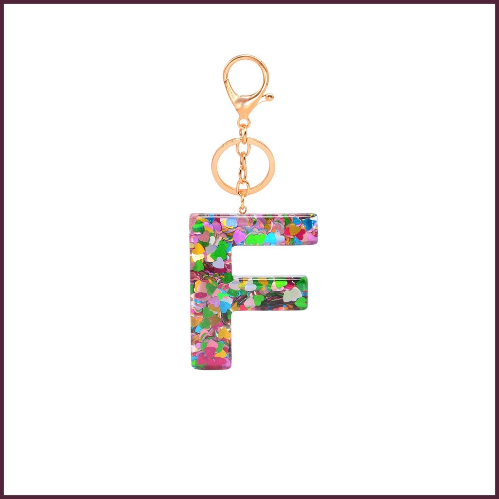 Móc Khóa Đính Kim Sa Hình Trái Tim In Chữ Bằng Nhựa resin Nhỏ Gọn Bền Bỉ Thời Trang unisex Hàng Ngày