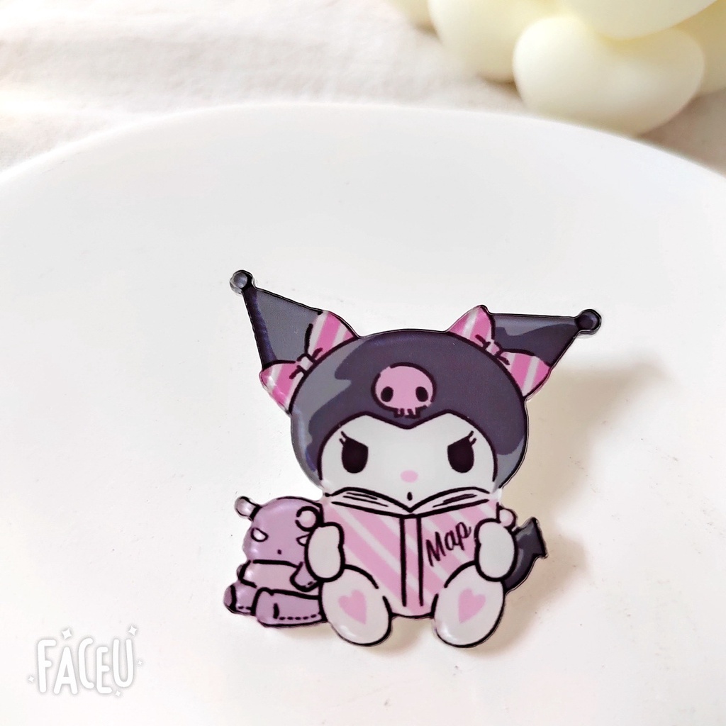 Phim hoạt hình sanrio kuromi acrylic tự làm trâm cài áo cô gái dễ thương trang trí hành lý badg h0236