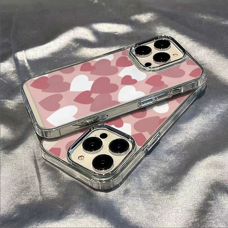 ✅Ốp Điện Thoại Dẻo Họa Tiết Trái Tim Màu Hồng / Trắng Thời Trang Chống Sốc Cho iPhone1278 0GSA 11 13Plus14Promax