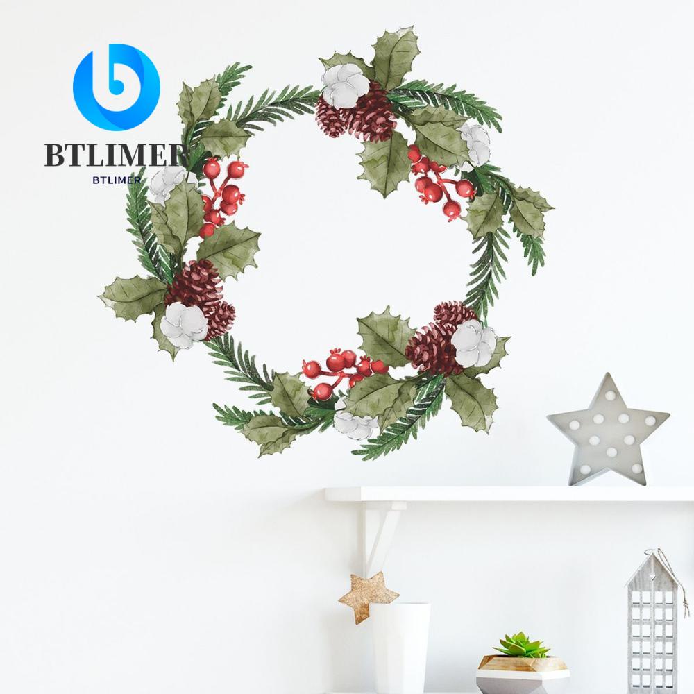 Miếng Dán Tường Bằng PVC Chống Thấm Nước Hình Vòng Hoa Giáng Sinh Trang Trí Nhà Cửa