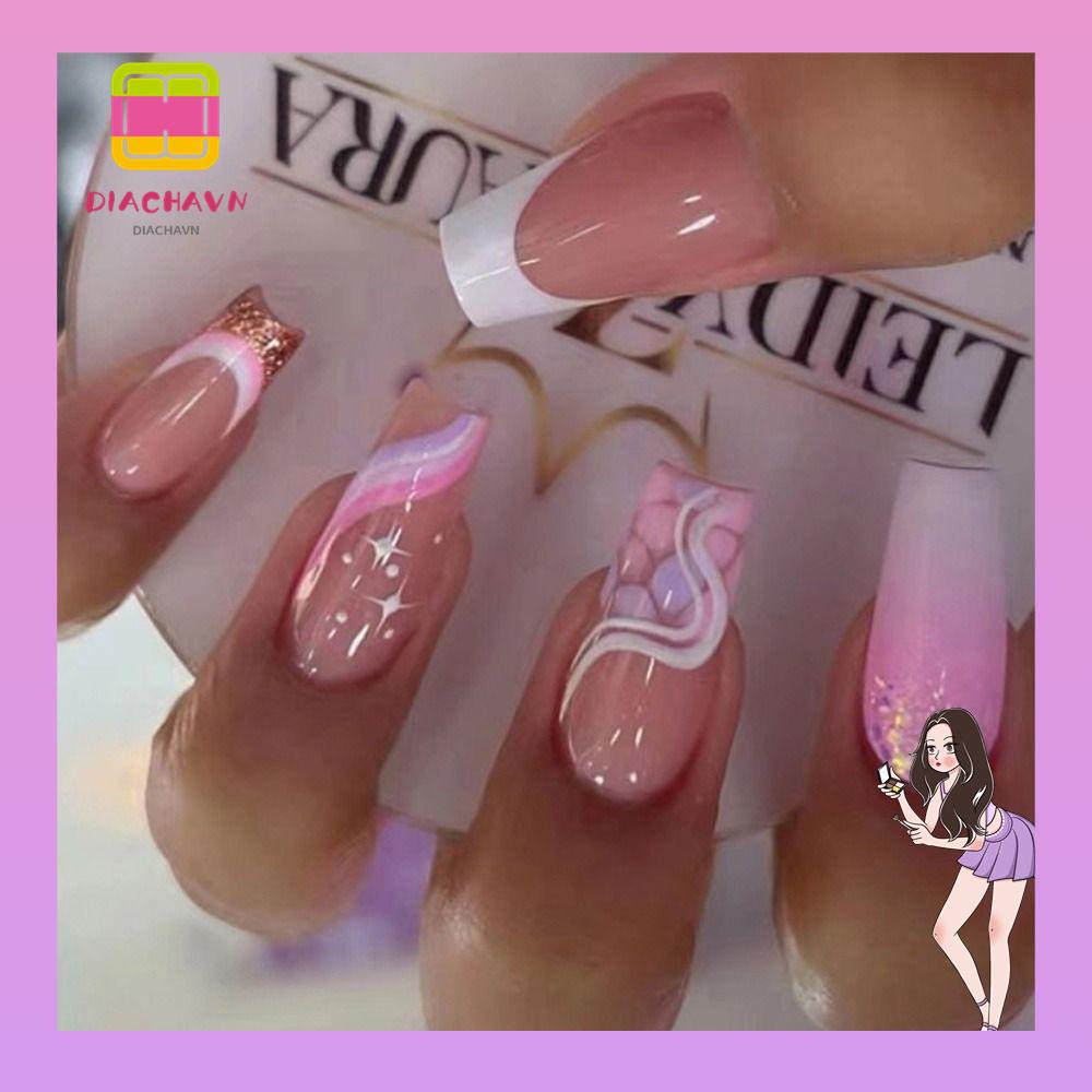 Bộ 24 Móng Tay Giả Che Phủ Toàn Diện Dùng Múa Ba Lê DIY