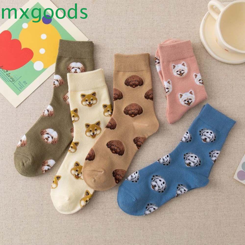Mxgoods Vớ Cotton Cổ Vừa Thoáng Khí In Họa Tiết Chó Shiba Inu Pomeranian Phong Cách Nhật Bản Cho Nữ