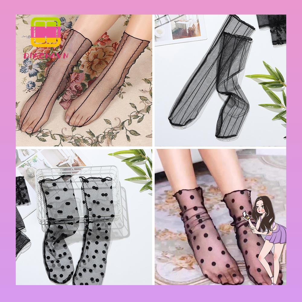 Vớ Lụa Cổ Trung Siêu Mỏng Thoáng Khí Phong Cách Retro Thời Trang Cho Nữ