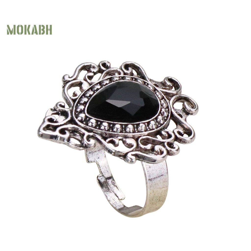 Nhẫn Hở Bằng Hợp Kim Đính Đá Nhân Tạo Hình Trái Tim Phong Cách Bohemia Dành Cho Nam Nữ