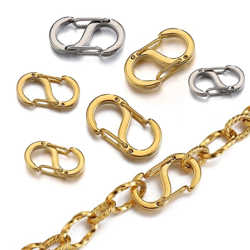Khóa Vòng Tay / Vòng Cổ Bằng Thép Không Gỉ Mạ Vàng 18K Hình Số 8 Nhiều Màu Sắc DIY