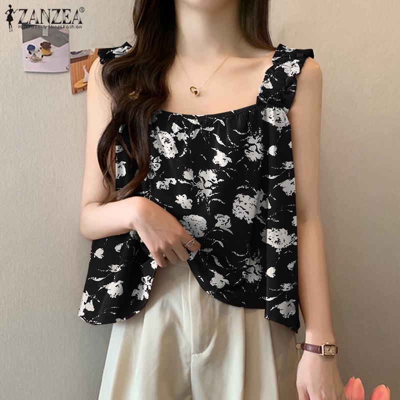 Zanzea Áo Nữ Cộc Tay Cổ Vuông Thời Trang Hàn