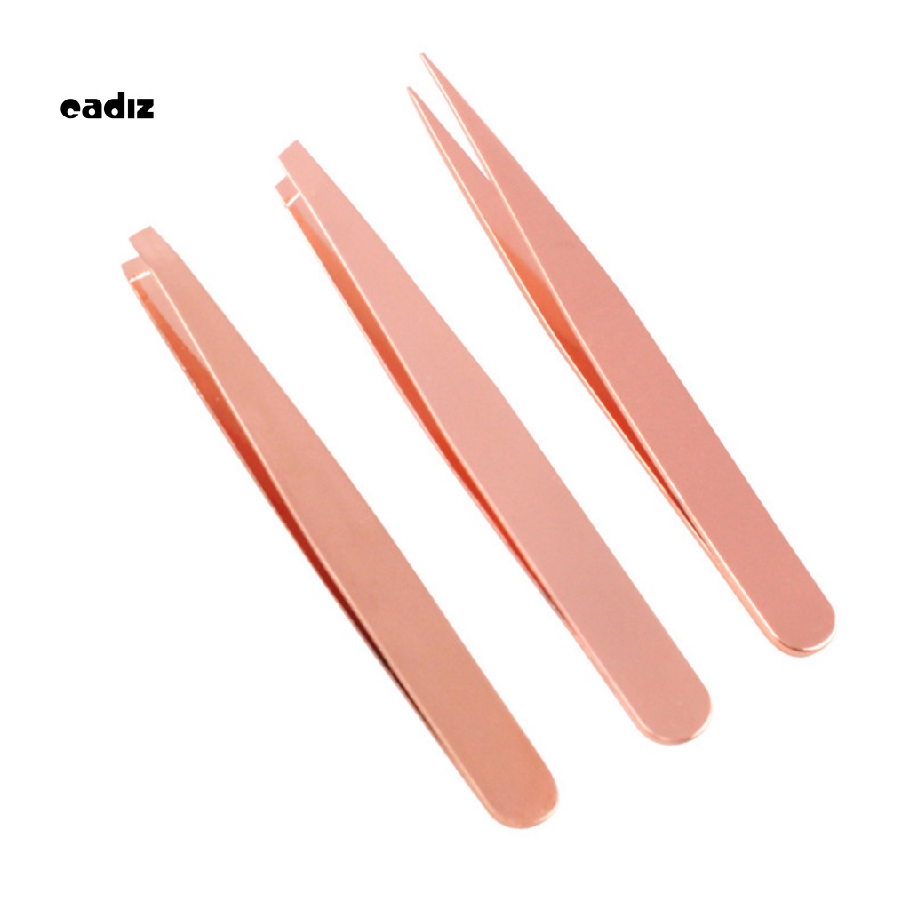 Bộ 3 Nhíp Tỉa Lông Mày / Lông Mi Giả Bằng Thép Không Gỉ Đa Năng Tiện Dụng