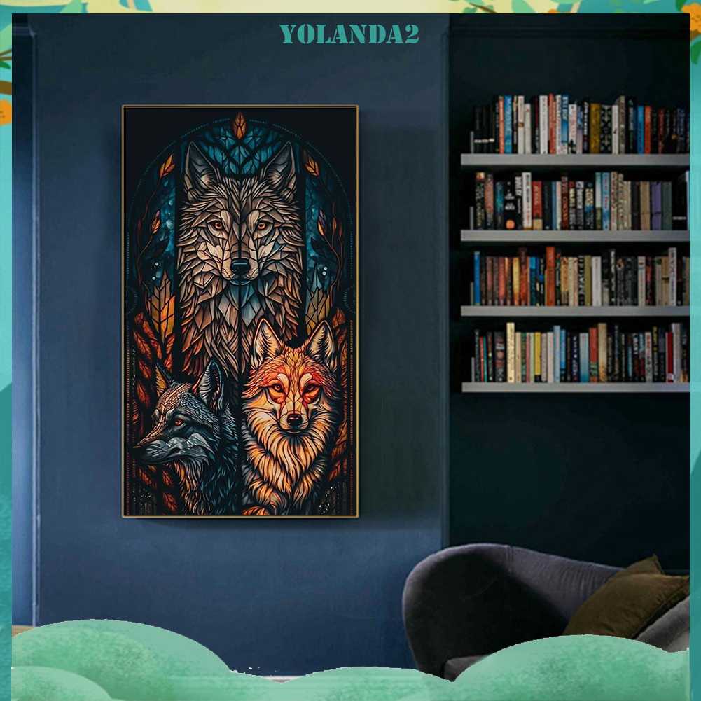 Tranh Đính Đá Kim Cương Toàn Bộ 5D DIY Hình Vẽ Sói Trang Trí Nhà Cửa