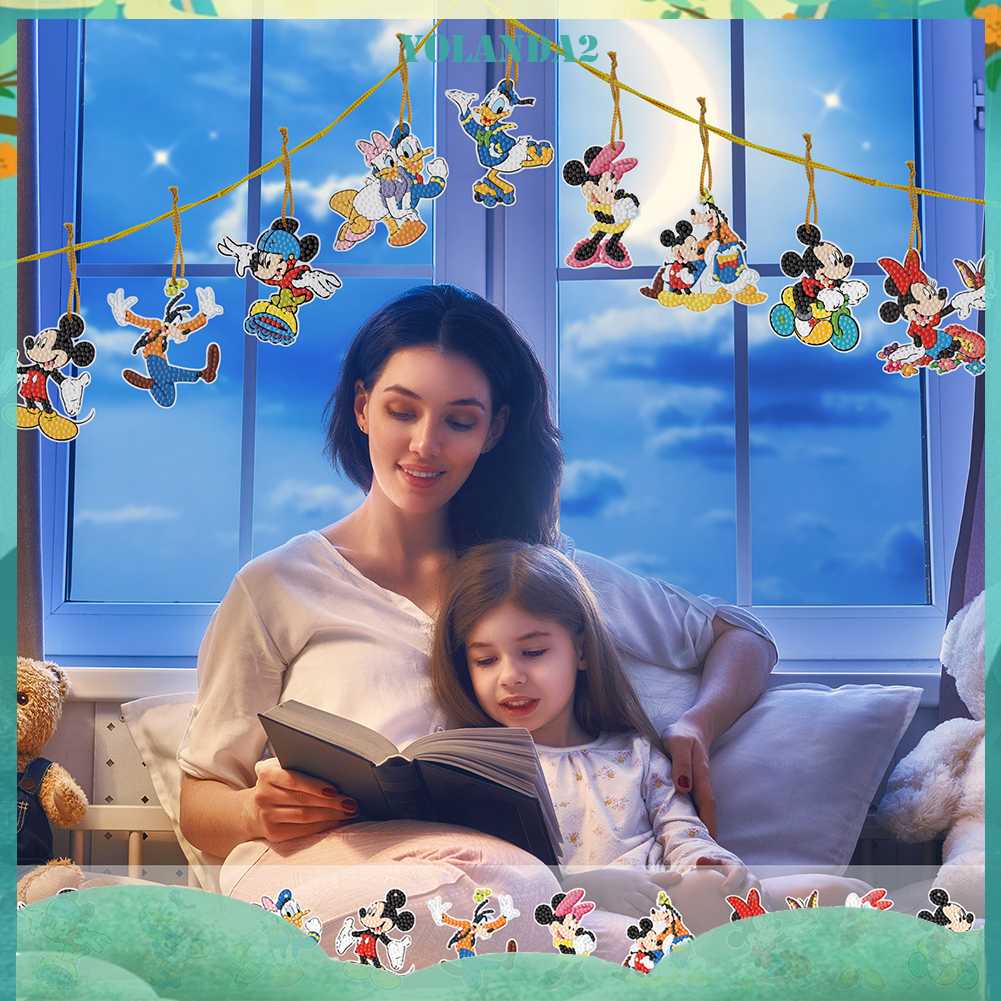 Bộ 10 Mặt Dây Chuyền Kiểu Hoạt Hình Đính Đá Tròn Tự Làm Dễ Thương