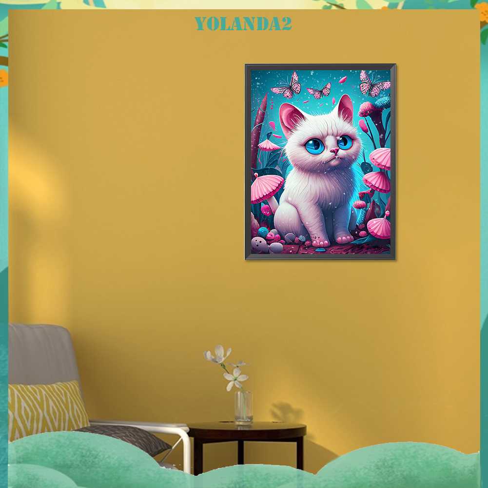Tranh Đính Đá Kim Cương Toàn Bộ 5D DIY Hình Vẽ Mèo Trang Trí Nhà Cửa
