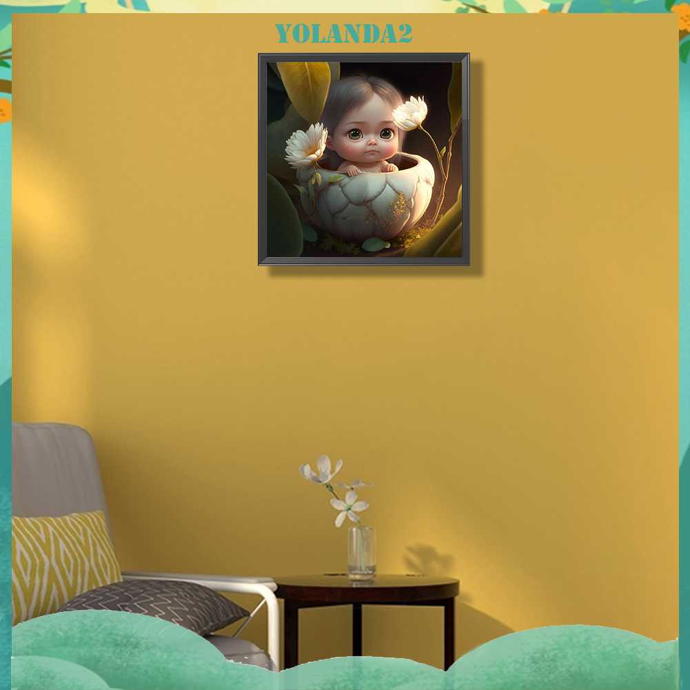 Bộ Tranh Đính Đá 5D Họa Tiết Em Bé Dễ Thương Độc Đáo DIY Dùng Trang Trí Nhà Cửa