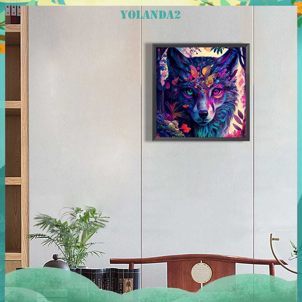 Tranh Đính Đá Kim Cương Toàn Bộ 5D DIY Hình Vẽ Sói Trang Trí Nhà Cửa