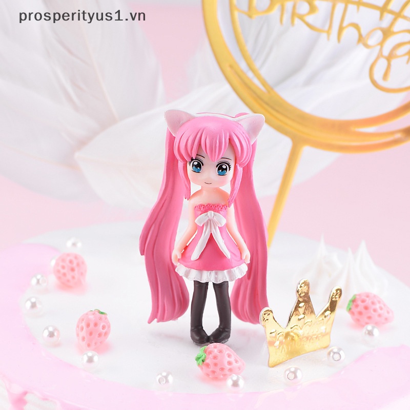 [prosperityus1] Mô Hình Trái Tim Tóc Dài Trang Trí Bánh Kem Sân Vườn Thần Tiên Quà Tặng Cho Trẻ Em [VN]