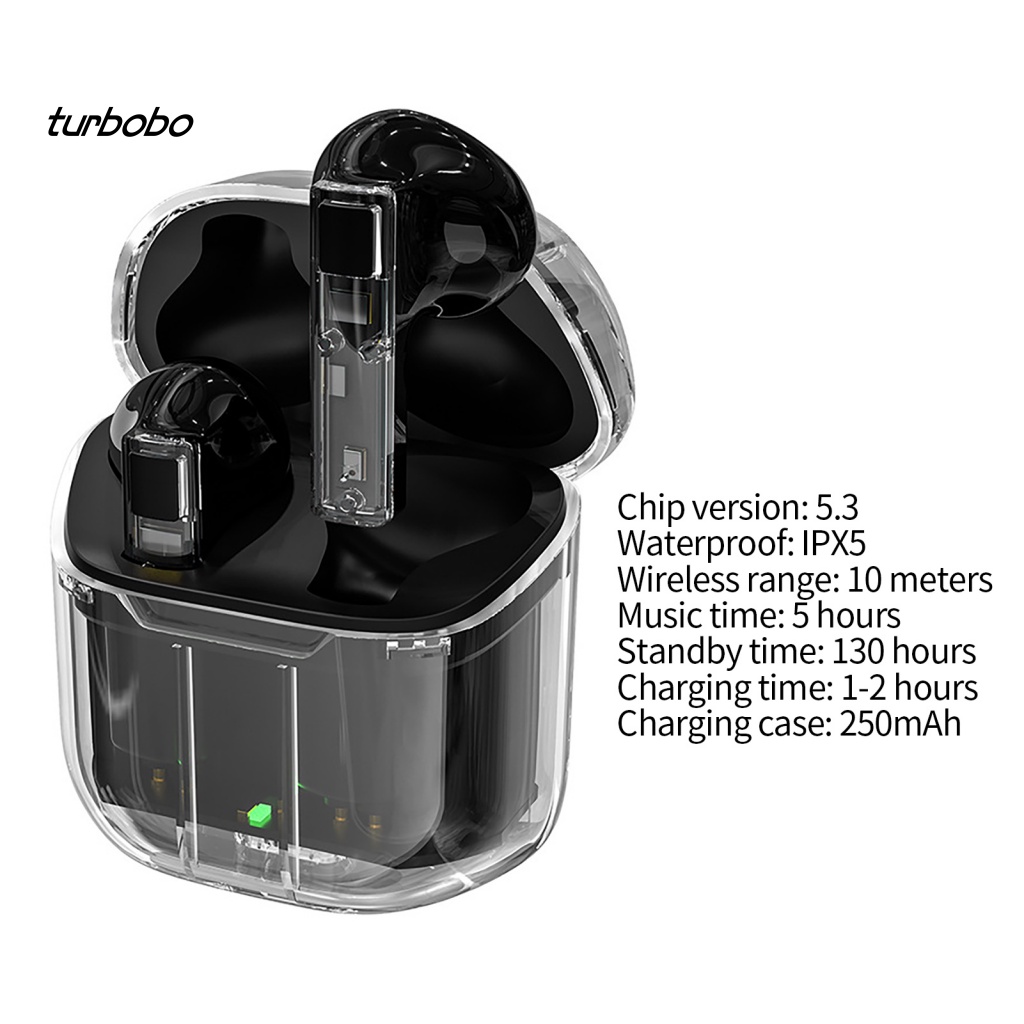 Tai Nghe Thể Thao Nhét Trong Suốt Không Dây Giảm Tiếng Ồn Mega Bass 5.3 Kết Nối Bluetooth Có Thể Sạc Lại