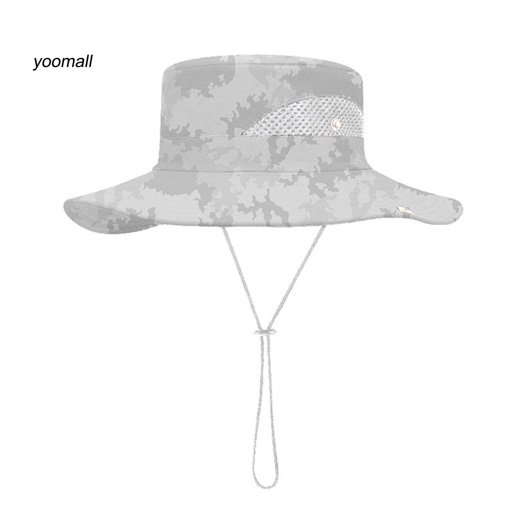 Mũ Tai Bèo Vành Rộng Họa Tiết Rằn Ri Điều Chỉnh Được Thoáng Khí Chống Nắng Mùa Hè Cho Nam