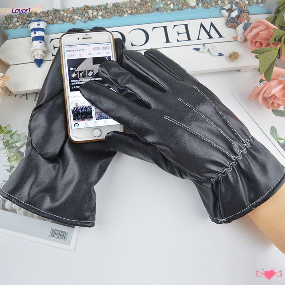 Layor1 Găng Tay Nam Cộng Với Nhung Ấm Áp ​ Bao Ngón Tay Toàn Diện Thiết Kế Xinh Xắn