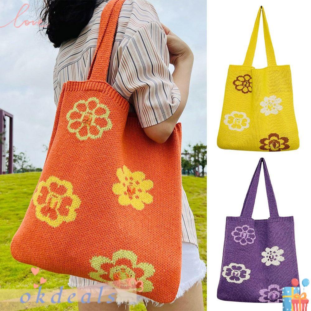 Túi Xách Dệt Kim Họa Tiết Hoa Xinh Xắn Thời Trang Cho Nữ