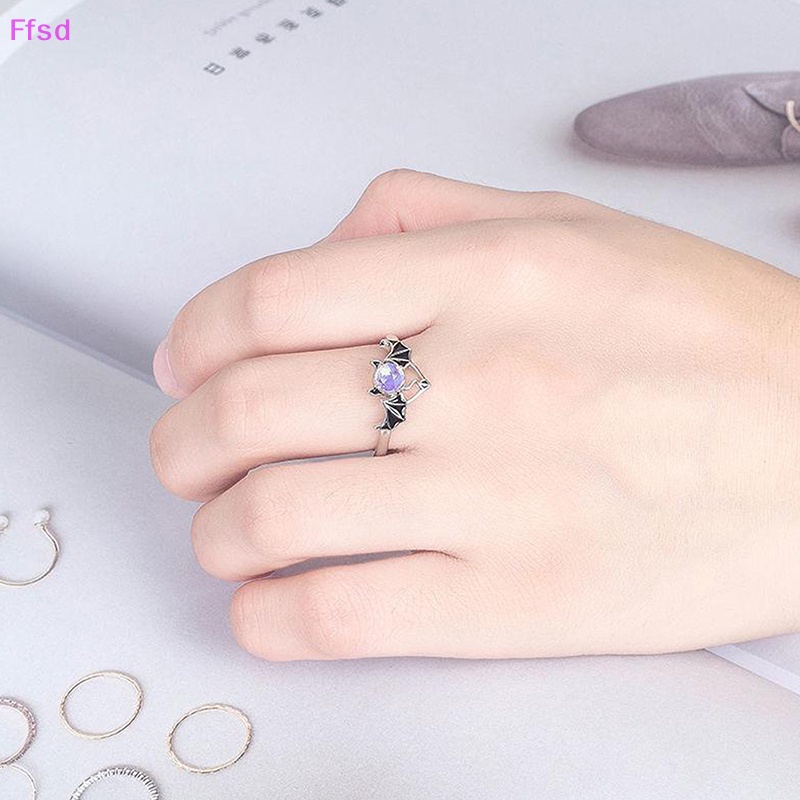 Bộ 1 / 2 Nhẫn Đính Đá Mặt Trăng / Cánh Thiên Thần Thời Trang Lãng Mạn Có Thể Điều Chỉnh Cho Cặp Đôi