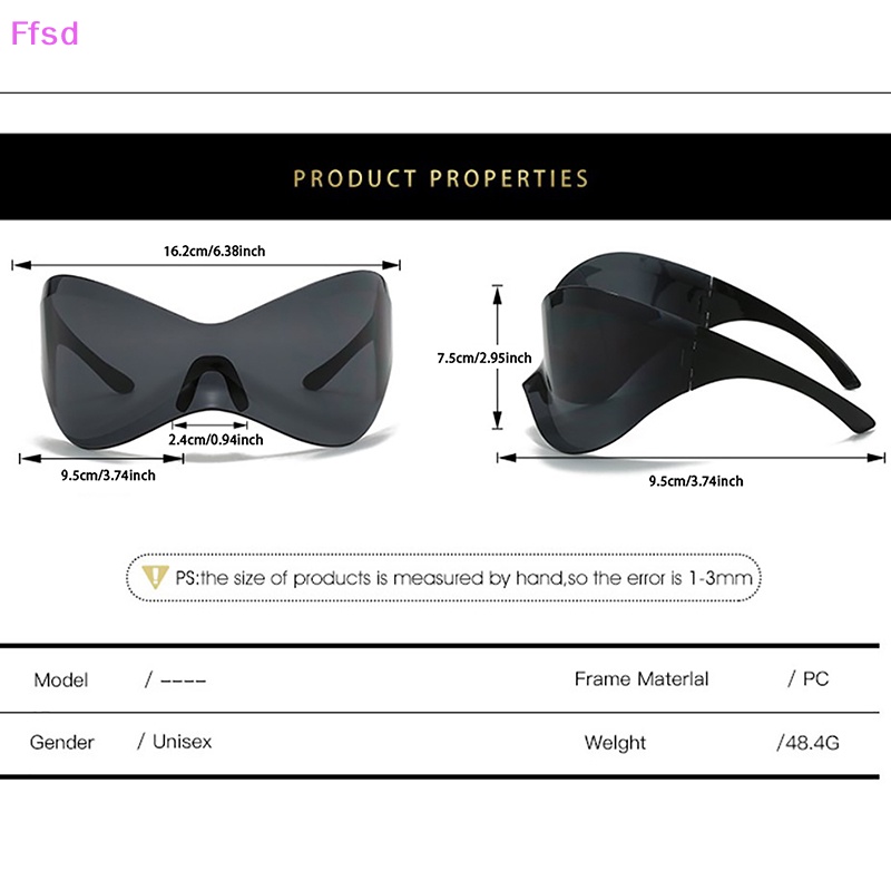 Kính Chống Nắng Không Viền Oversized Thời Trang Hip Hop Cổ Điển Cho Nam Và Nữ Y2K