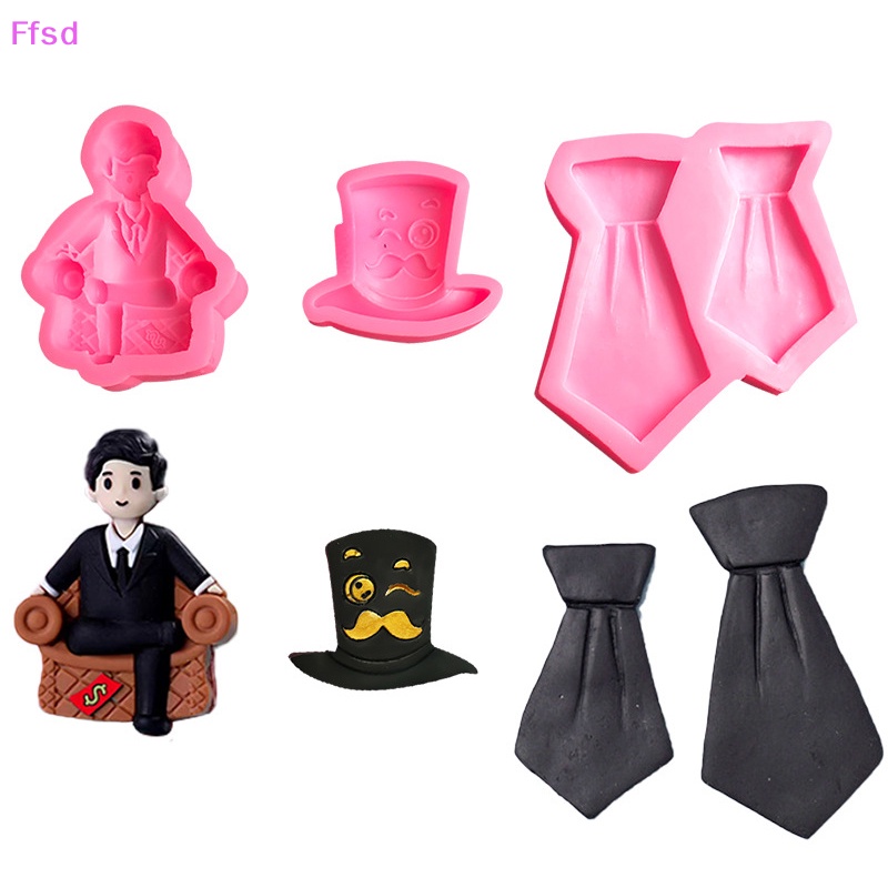{Ffsd} Khuôn Silicon Làm Bánh Kẹo Hình Cà Vạt Râu Trang Trí Ngày Của Cha * Hàng Bán Chạy