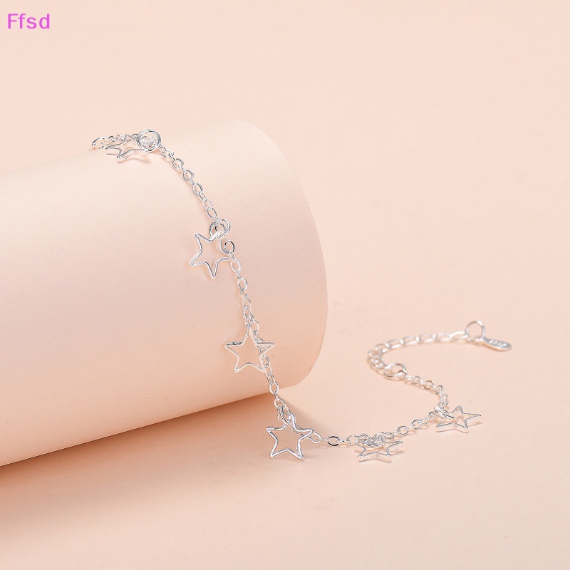 {Ffsd} Vòng Tay Chuỗi Hạt Hình Ngôi Sao Năm Cánh Màu Bạc Thời Trang Chính Hãng Bán Chạy Cho Nữ