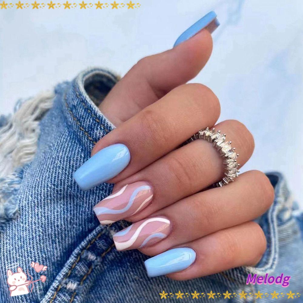 Hộp 24 Món Đồ Chơi MELODG Dễ Thương Xinh Xắn|Bộ Móng Tay Giả Che Phủ Toàn Diện Kiểu Pháp