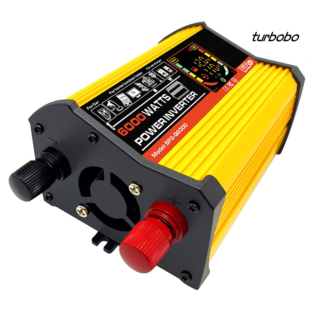 Bộ Chuyển Đổi Nguồn Điện 6000W DC12V Sang AC220V / 110V Với Màn Hình LCD Thông Minh Cho Xe Hơi