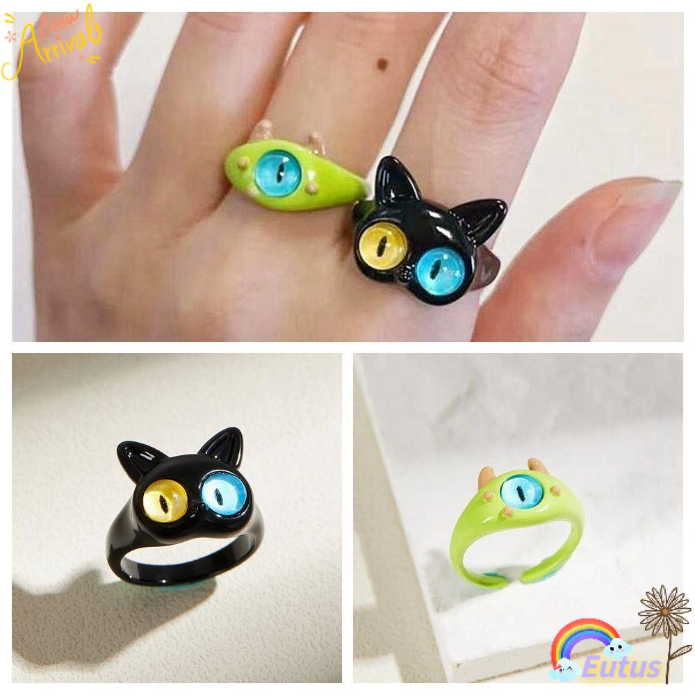 Nhẫn Họa Tiết Mèo Đen Độc Đáo Cá Tính