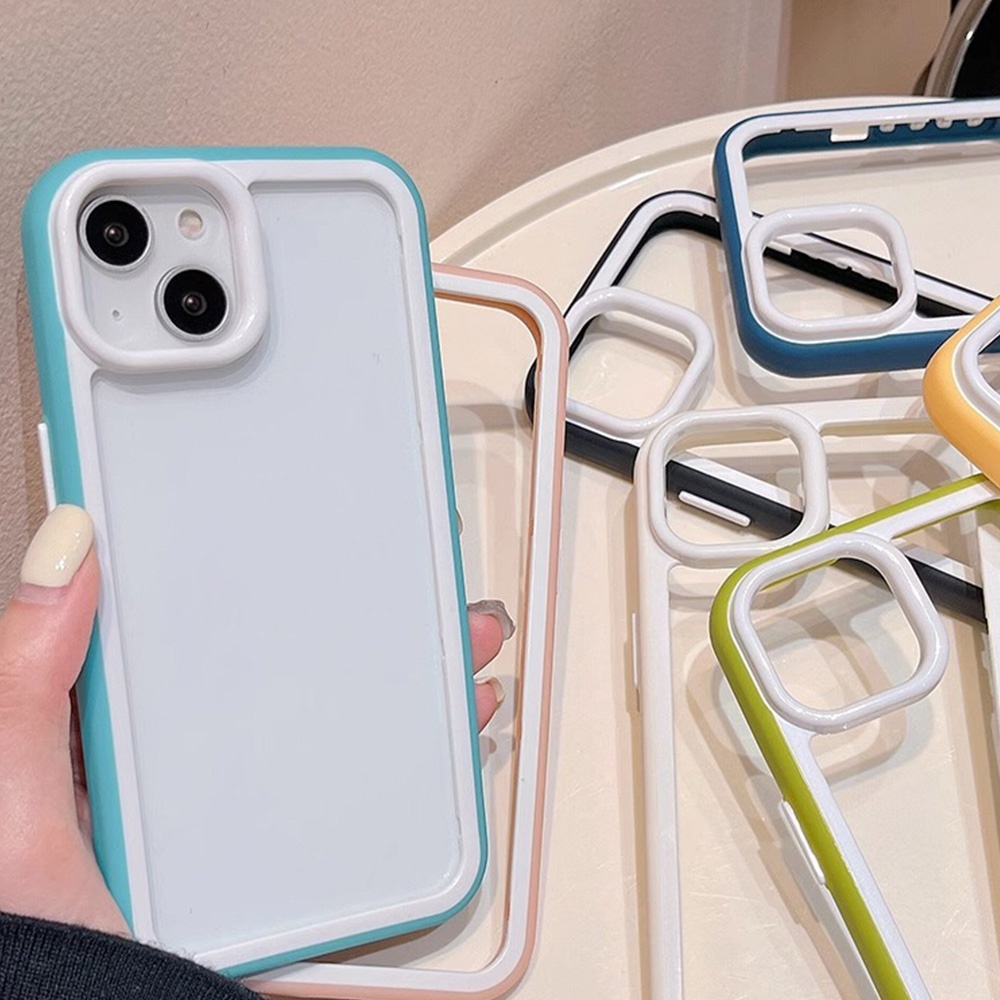 Ốp Điện Thoại TPU Mềm Chống Dấu Vân Tay Màu Tương Phản Cho IPhone 11 14 13 12 Pro Max