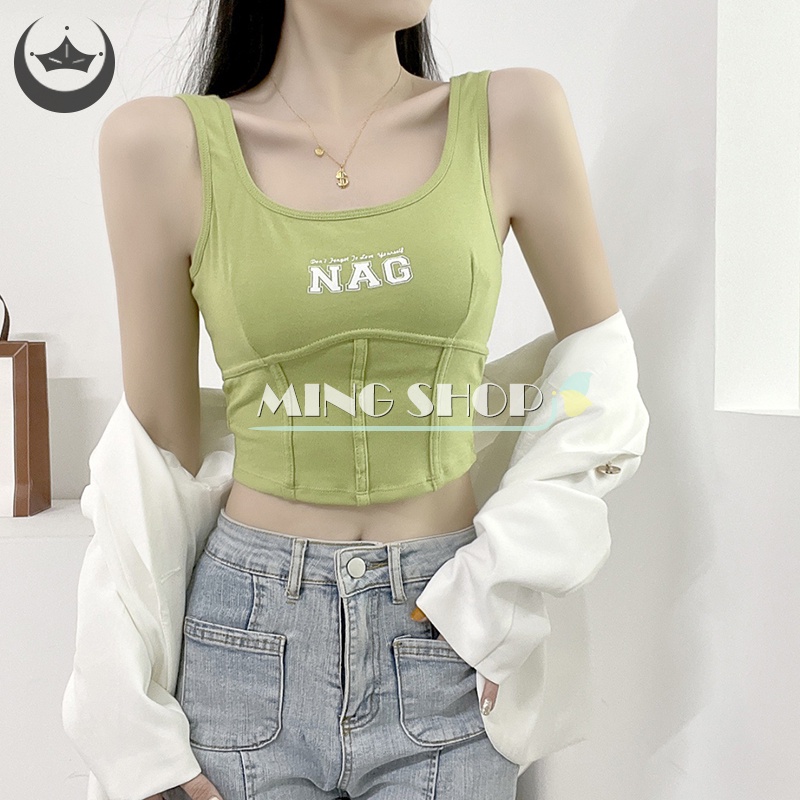 Áo Hai Dây In Chữ Có Mút Đệm Ngực Thời Trang Mùa Hè Quyến Rũ Dành Cho Nữ