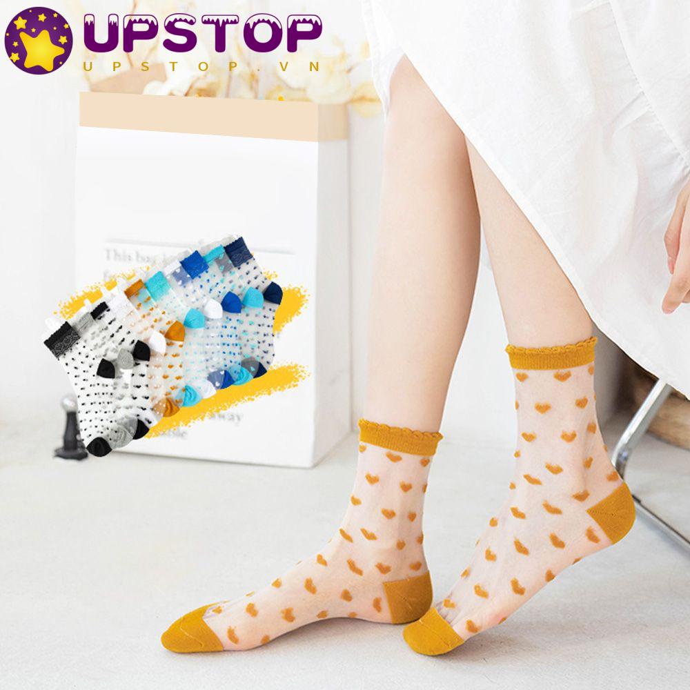 Upstopvn Vớ Mắt Cá Chân Đen Trắng|Tất Lụa Trong Suốt Chất Lượng Cao