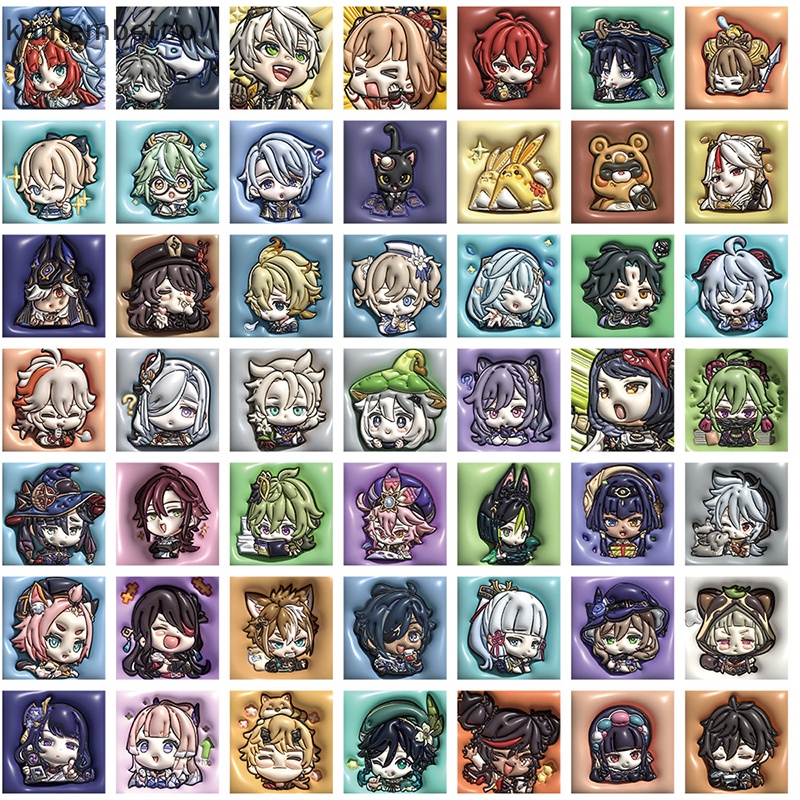 Bộ 62 Miếng Dán 3D Expand Genshin Va Chạm Cho Laptop Ghi Ta Ván Trượt