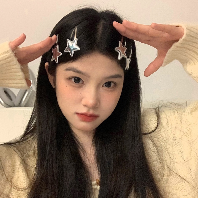 Kẹp Tóc Mỏ Vịt / Kẹp Tóc Hình Ngôi Sao Năm Cánh Cá Tính Phong Cách Hàn Quốc INS Dễ Thương Cho Bé Gái / y2k