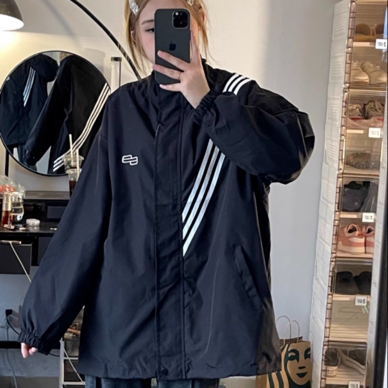 Áo Sơ Mi Cổ Đứng Ba Sọc Thêu Nhãn Nhỏ Phong Cách Mới Mùa Xuân Cho Cặp Đôi St