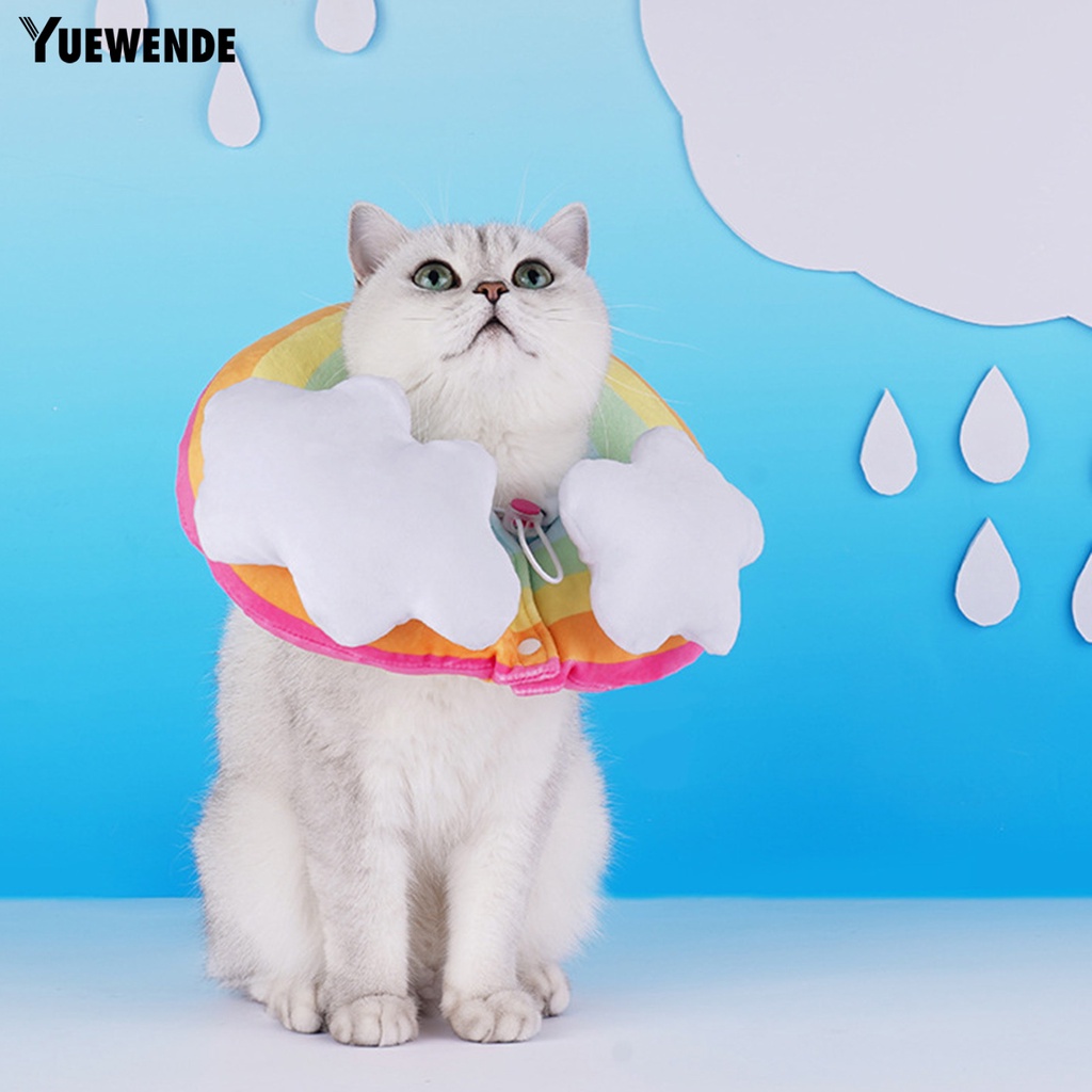 Vòng Cổ YQ.E Mềm Mại Dày Dặn Họa Tiết Cầu Vồng Chống Cắn Có Thể Điều Chỉnh Cho Cún Cưng
