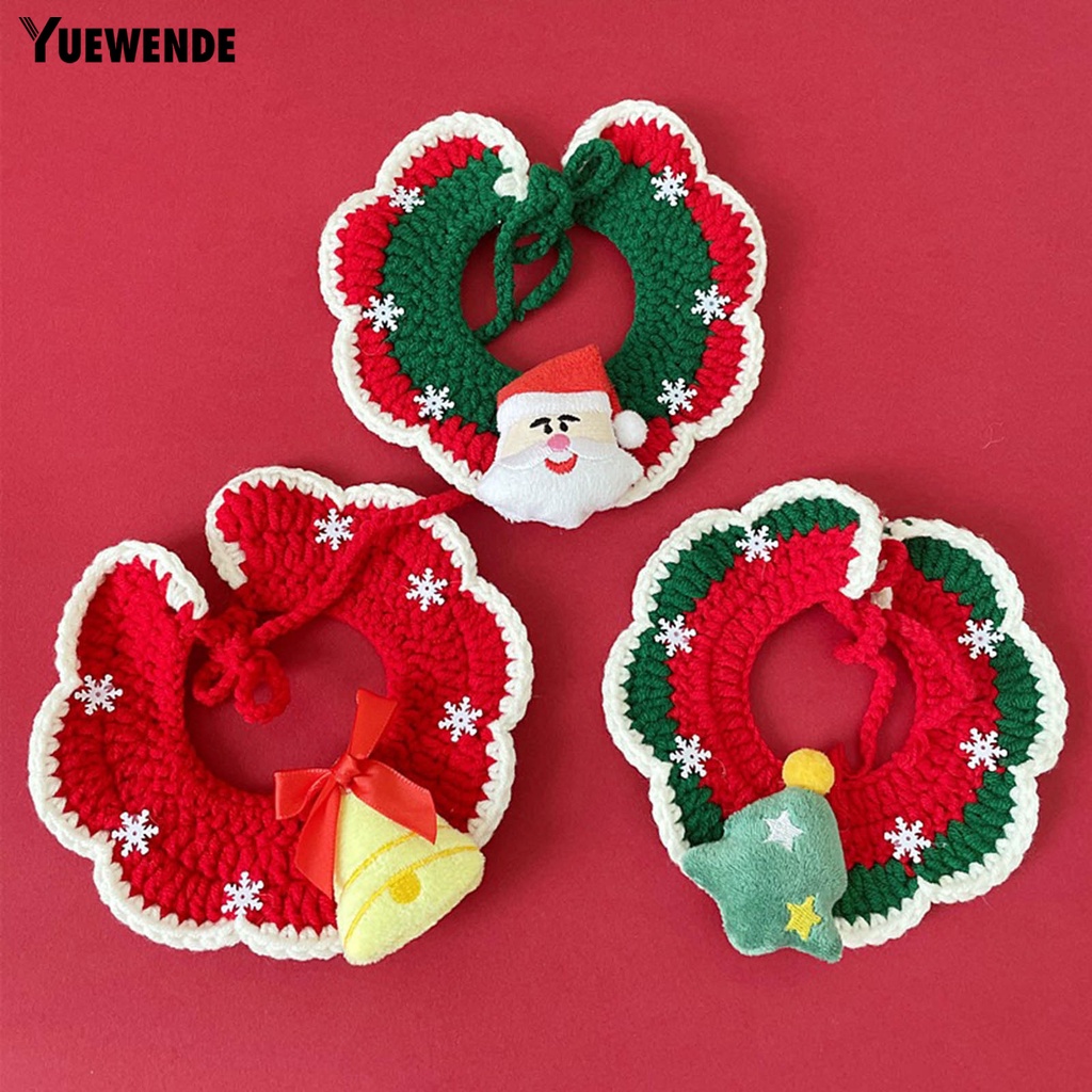 Yq.e Vòng Cổ Bằng Len Họa Tiết Giáng Sinh Dành Cho Thú Cưng