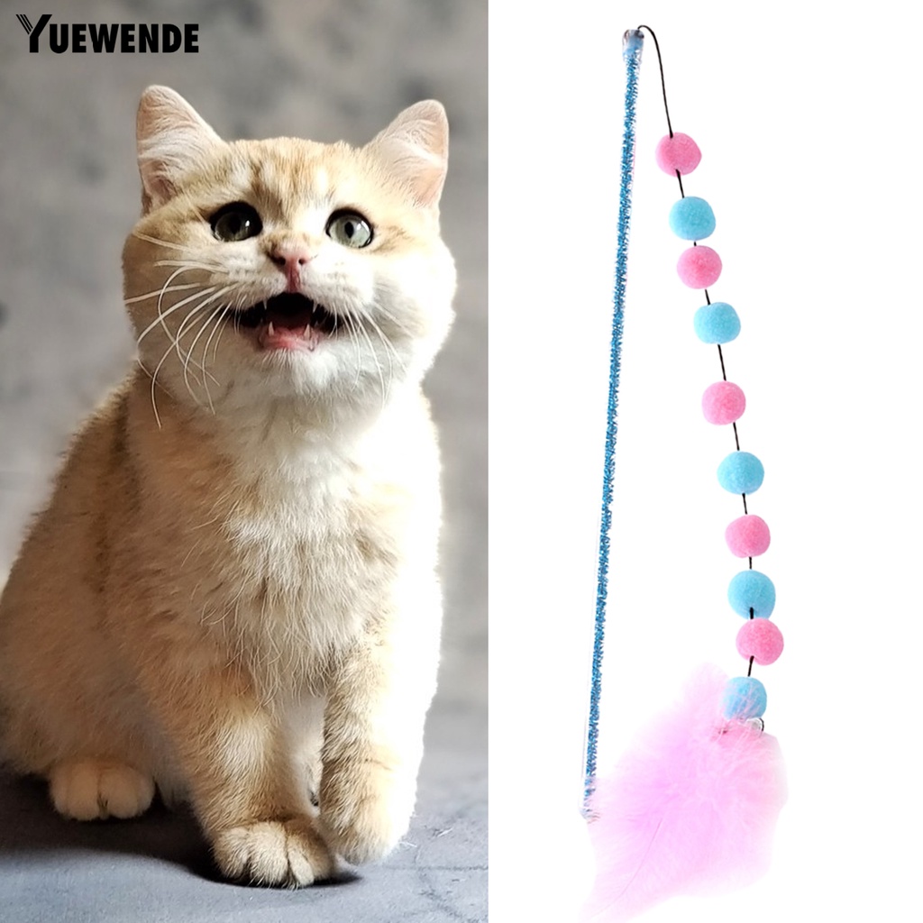 Yq.e Gậy Lông Vũ Dài Nhiều Màu Sắc Chống Cắn Thoải Mái Để Trêu Mèo Con Có Chuông Tương Tác Đa Năng Dành Cho Sử Dụng Tại Nhà