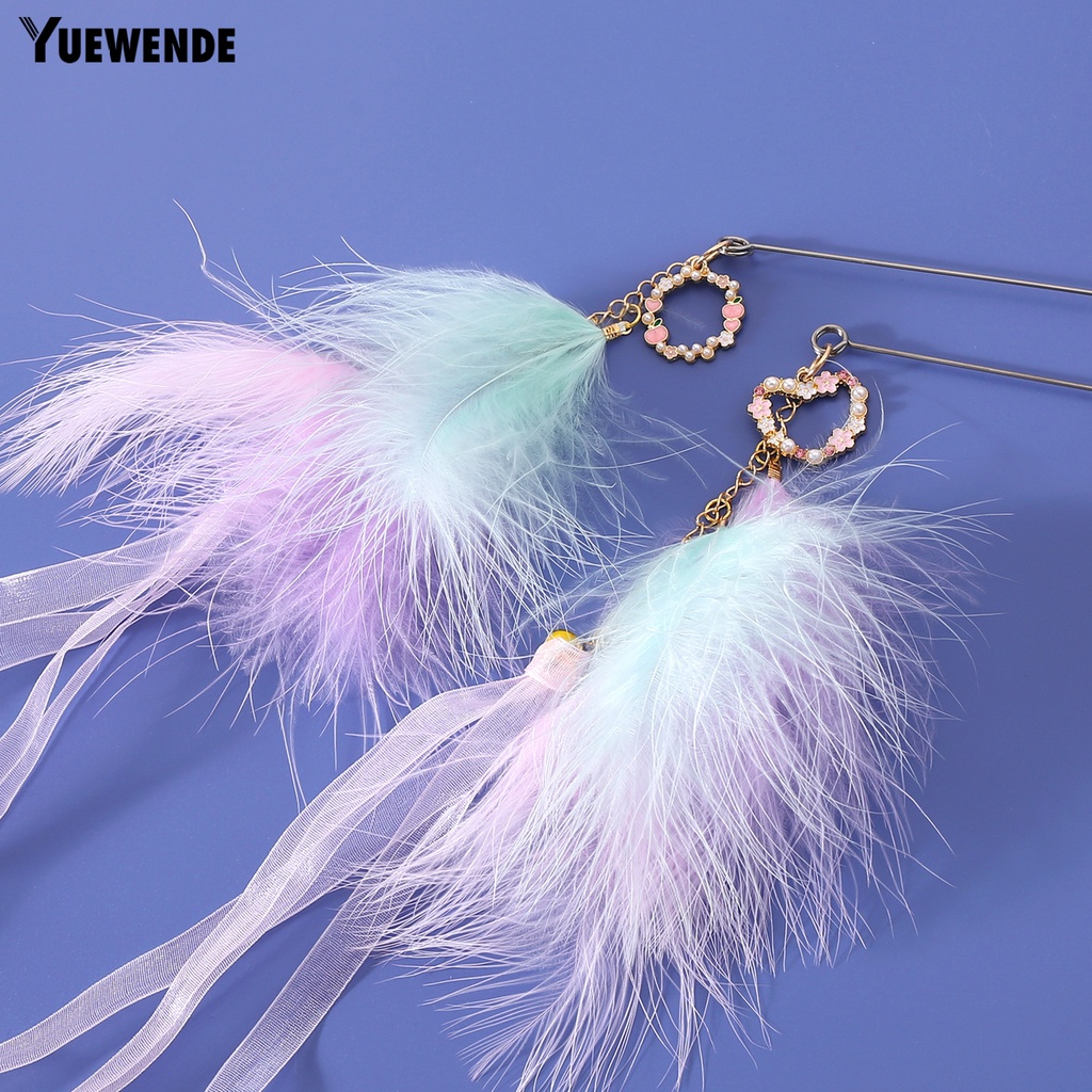 Gậy Trêu Mèo Đính Lông Vũ Tự Nhiên Tương Tác Với Ruy Băng Nổi Dài YQ.E