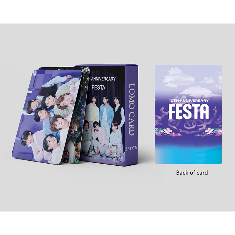BTS LOMO Card Set 55 Tấm Thẻ Ảnh 10TH ANNIVERSARY FESTA Hình Nhóm Nhạc KPOP