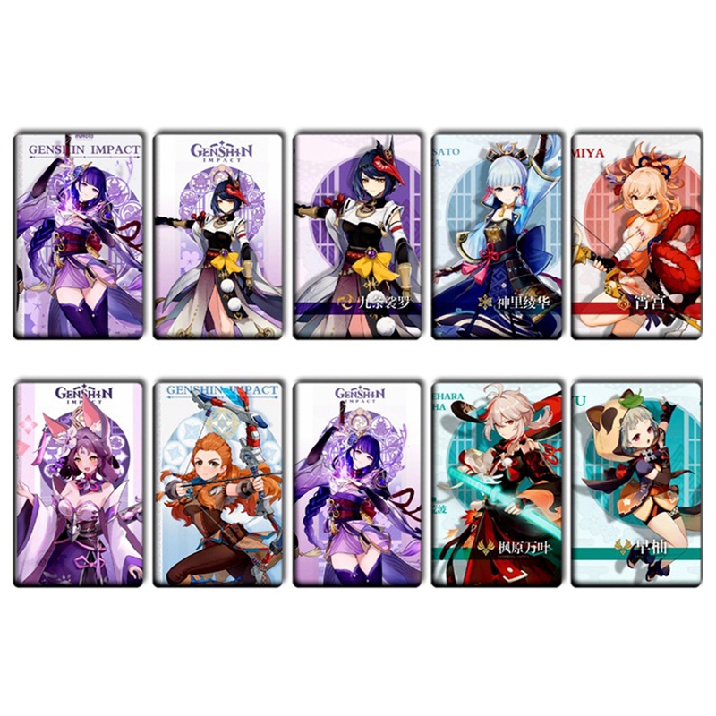 Set 10 Miếng Dán Thẻ Tín Dụng Ngân Hàng Chống Nước In Hình Anime Genshin Va Chạm