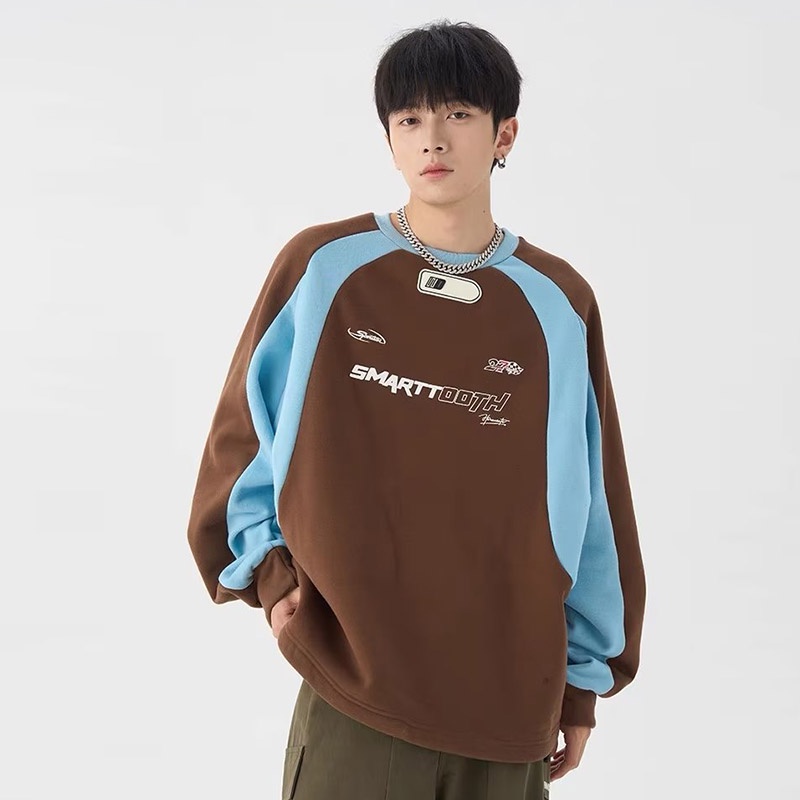 Yazhiniao Áo sweater Tay Dài Cổ Tròn In Hình Phong Cách Hàn Quốc Thời Trang Thường Ngày Cho Nam Sinh