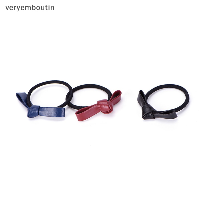 Dây Buộc Tóc Cao Su Co Giãn Bọc Da Phối Nơ Thời Trang Dành Cho Nữ