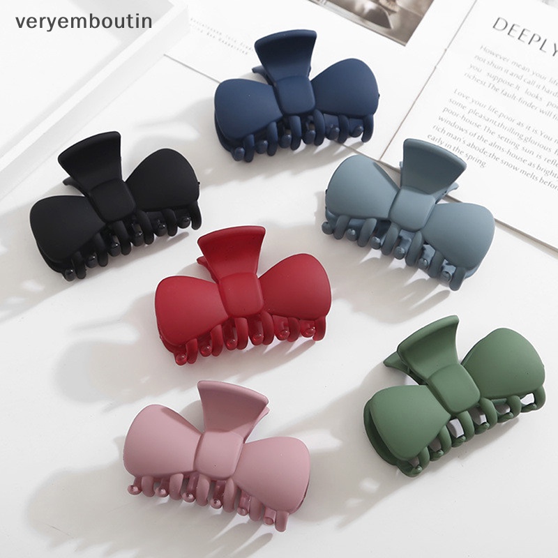 Kẹp Tóc Càng Cua Bằng Acrylic Màu Đục Đính Nơ Phong Cách Hàn Quốc Thanh Lịch